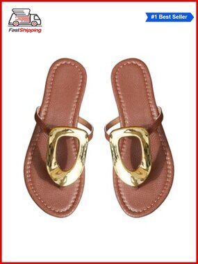 Metallic Thong Sandals Flat Dressy Flip Flops Open Toe Slip On Summer
